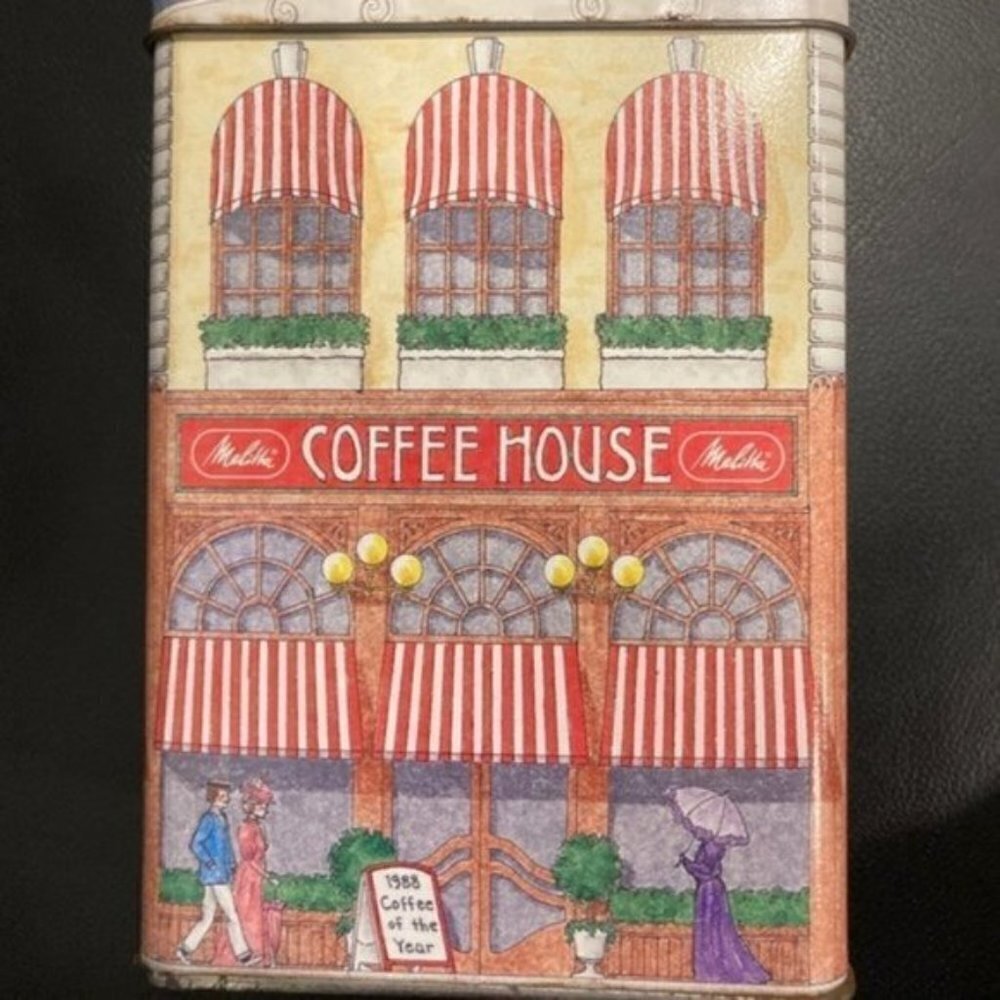 VINTAGE Melitta Coffee House Tin 7.5’ tall